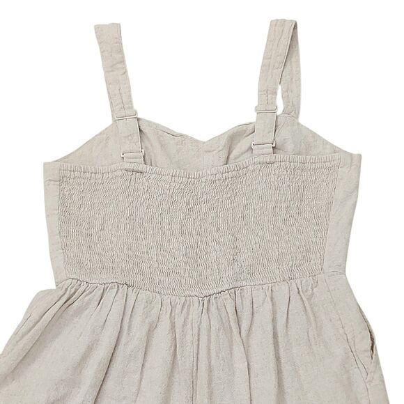 Old Navy Jumpsuit Womens Medium Beige Fit & Flare Linen Blend Beach Coastal - Picture 7 of 12